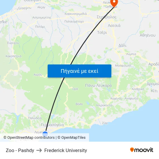 Zoo - Pashdy to Frederick University map