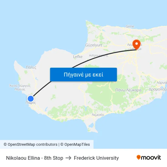 Nikolaou Ellina - 8th Stop to Frederick University map