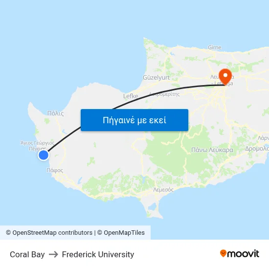 Coral Bay to Frederick University map