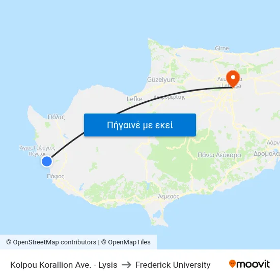 Kolpou Korallion Ave. - Lysis to Frederick University map