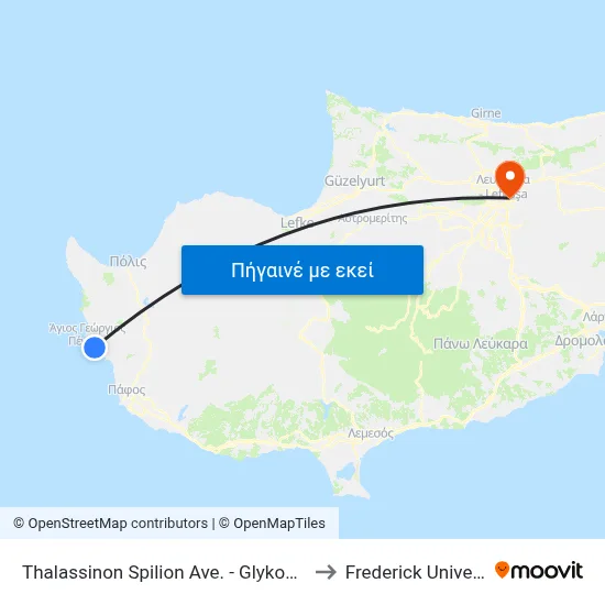 Thalassinon Spilion Ave. - Glykou Nerou to Frederick University map