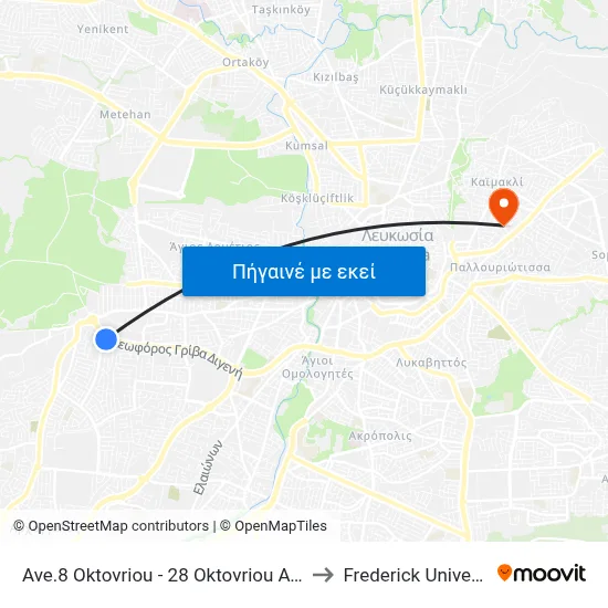 Ave.8 Oktovriou - 28 Oktovriou Avenue to Frederick University map