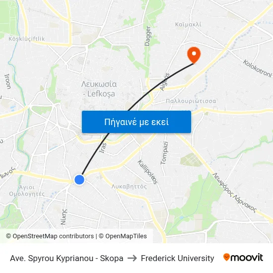 Ave. Spyrou Kyprianou - Skopa to Frederick University map