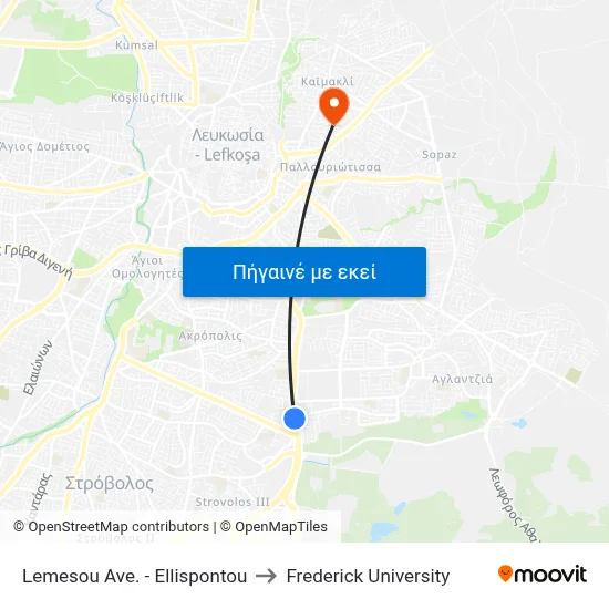 Lemesou Ave. - Ellispontou to Frederick University map