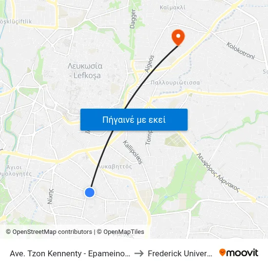Ave. Tzon Kennenty - Epameinonda to Frederick University map