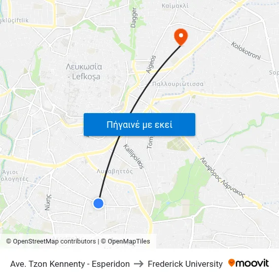 Ave. Tzon Kennenty - Esperidon to Frederick University map