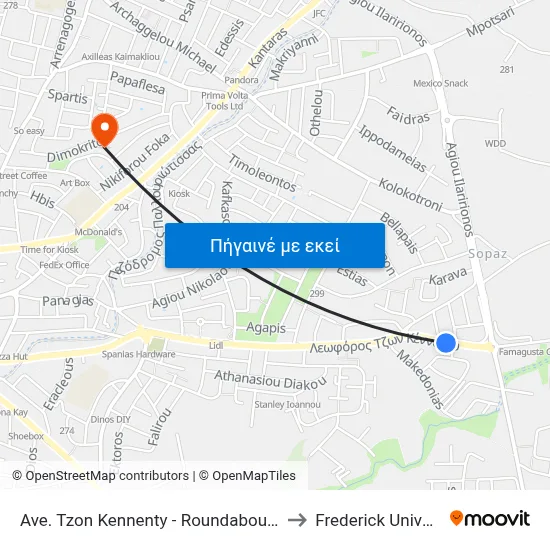 Ave. Tzon Kennenty - Roundabout Sopaz to Frederick University map