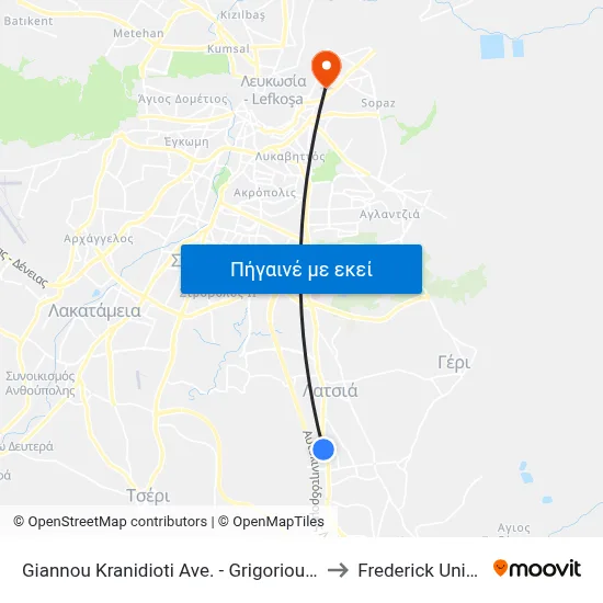 Giannou Kranidioti Ave. - Grigoriou Papaflessa to Frederick University map