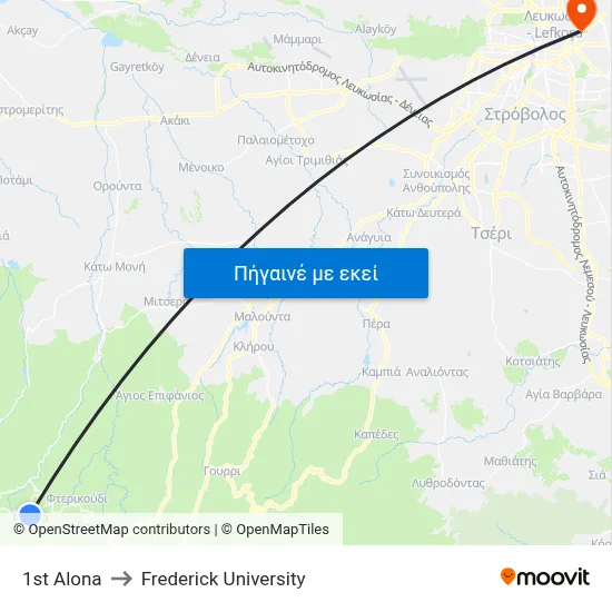 1st Alona to Frederick University map