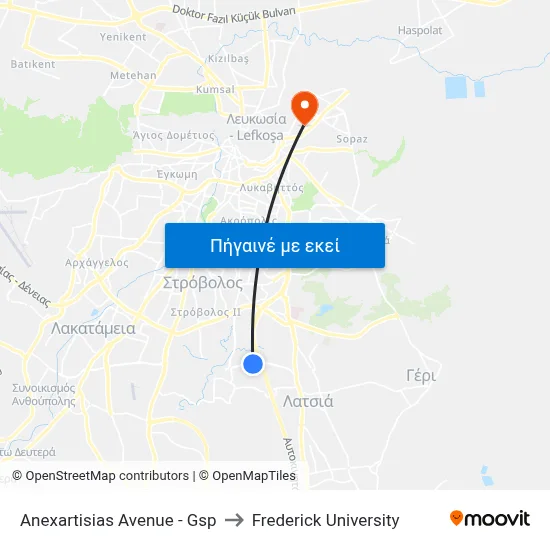 Anexartisias Avenue - Gsp to Frederick University map