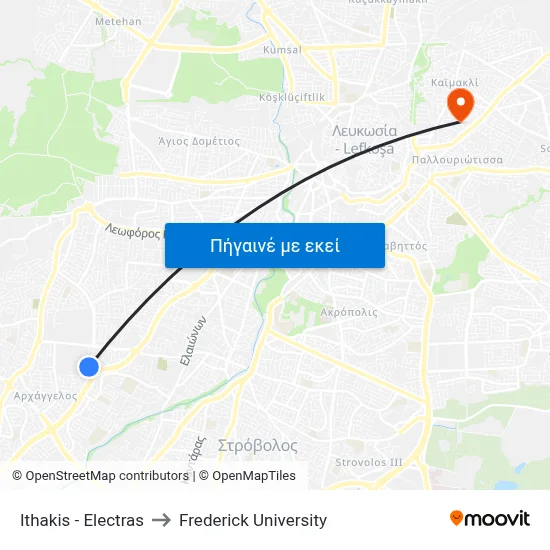 Ithakis - Electras to Frederick University map