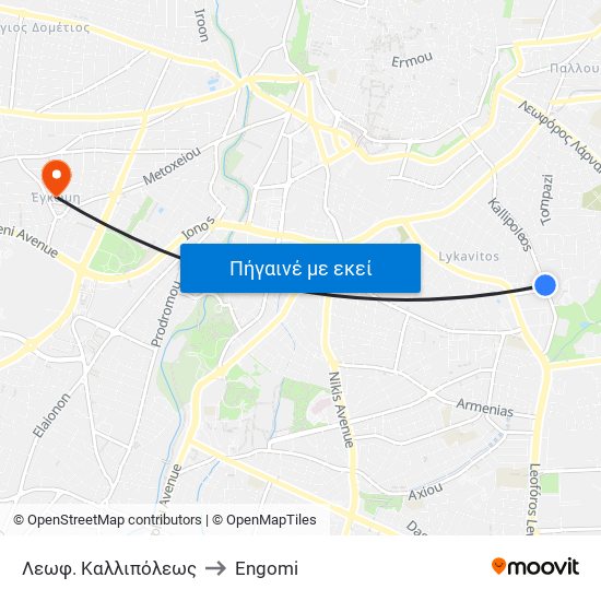 Λεωφ. Καλλιπόλεως to Engomi map