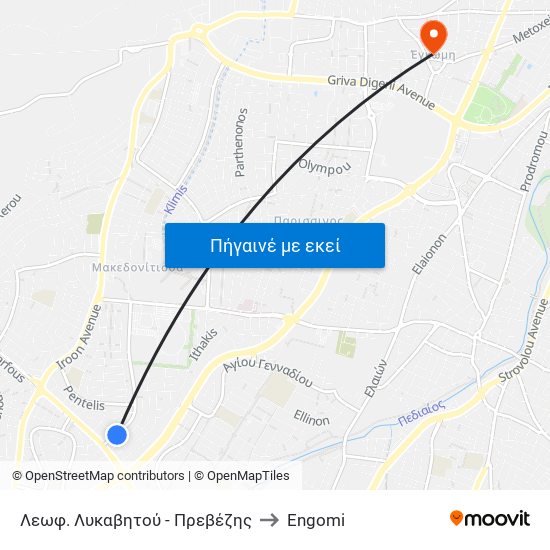 Λεωφ. Λυκαβητού - Πρεβέζης to Engomi map