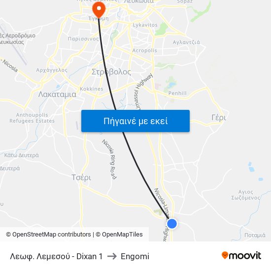 Λεωφ. Λεμεσού - Dixan 1 to Engomi map