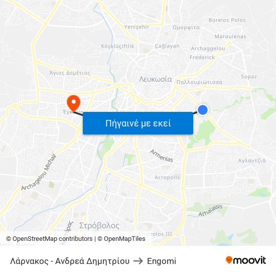 Λάρνακος - Ανδρεά Δημητρίου to Engomi map