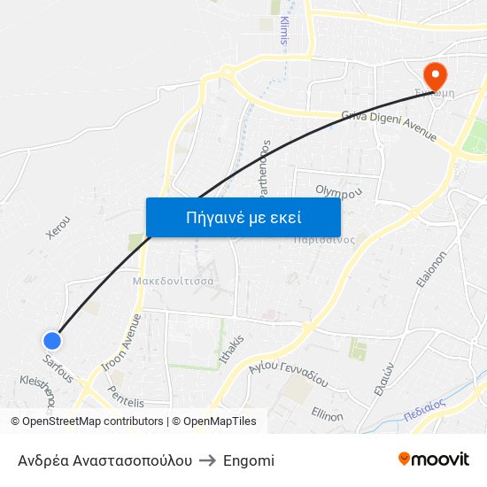 Ανδρέα Αναστασοπούλου to Engomi map