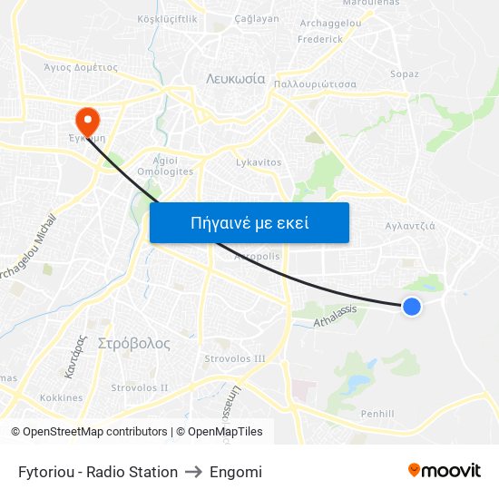 Fytoriou - Radio Station to Engomi map