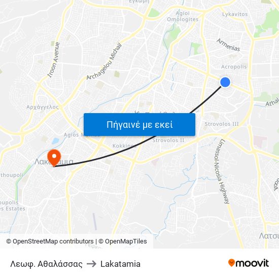Λεωφ. Αθαλάσσας to Lakatamia map