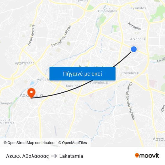 Λεωφ. Αθαλάσσας to Lakatamia map