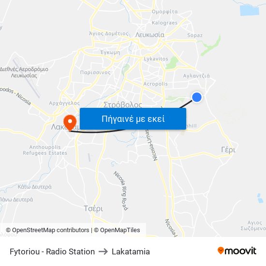 Fytoriou - Radio Station to Lakatamia map