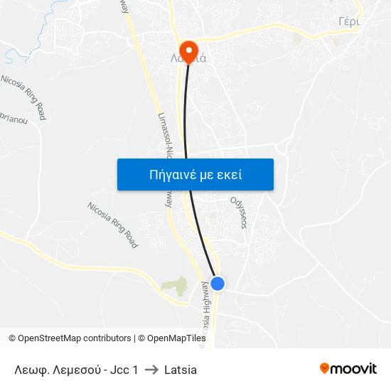 Λεωφ. Λεμεσού - Jcc 1 to Latsia map
