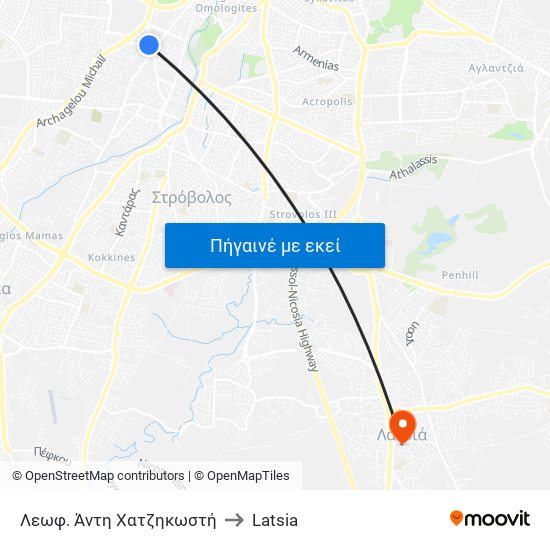 Λεωφ. Άντη Χατζηκωστή to Latsia map