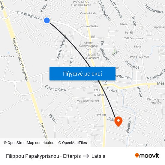 Filippou Papakyprianou - Efterpis to Latsia map