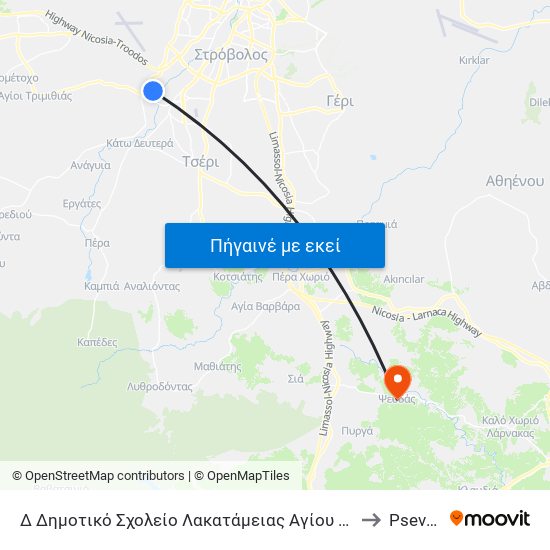 Αιγαίου to Psevdás map