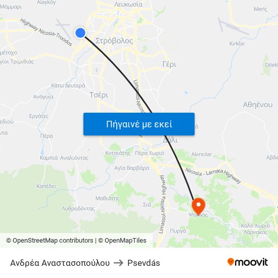 Ανδρέα Αναστασοπούλου to Psevdás map