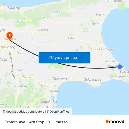 Protara Ave. - 4th Stop to Limassol map