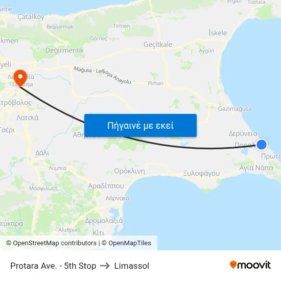 Protara Ave. - 5th Stop to Limassol map