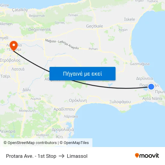 Protara Ave. - 1st Stop to Limassol map