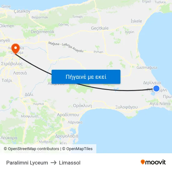Paralimni Lyceum to Limassol map