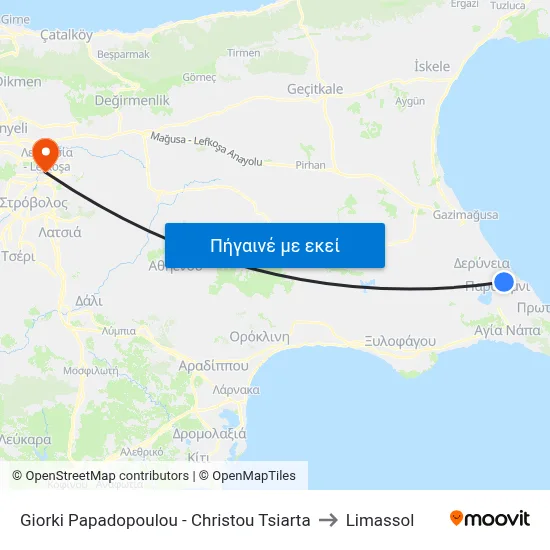 Giorki Papadopoulou - Christou Tsiarta to Limassol map