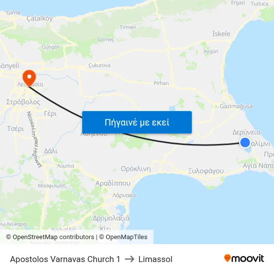 Ap. Varnavas Church to Limassol map