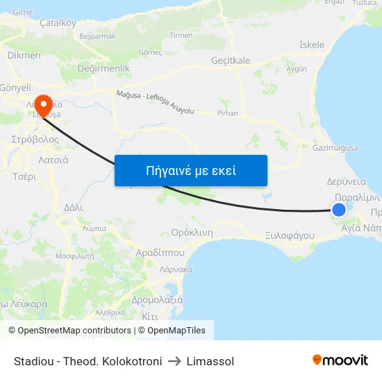 Stadiou - Theod. Kolokotroni to Limassol map