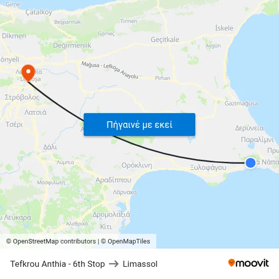 Tefkrou Anthia - 6th Stop to Limassol map