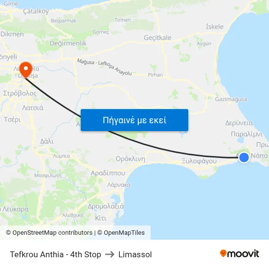 Tefkrou Anthia - 4th Stop to Limassol map
