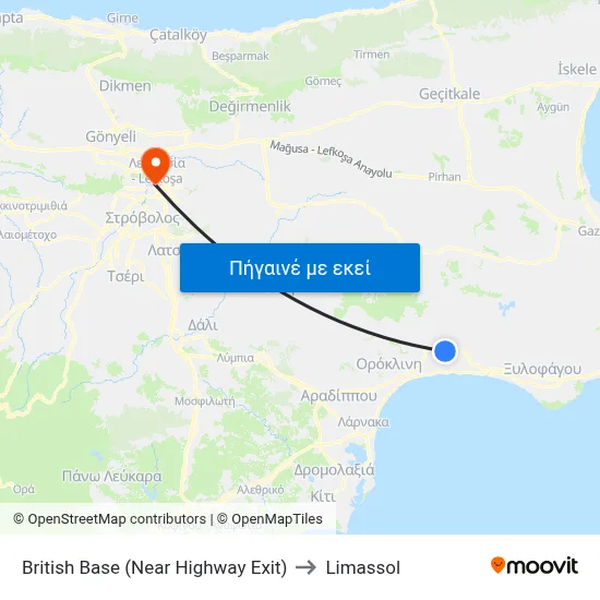 British Base (Near Highway Exit) to Limassol map