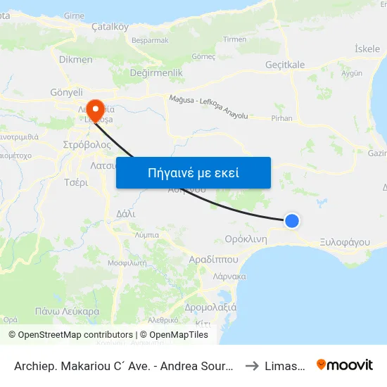 Archiep. Makariou C´ Ave. - Andrea Souroukli to Limassol map