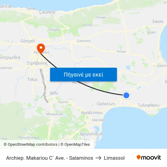 Archiep. Makariou C´ Ave. - Salaminos to Limassol map