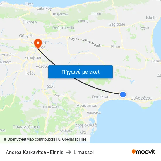 Andrea Karkavitsa - Eirinis to Limassol map
