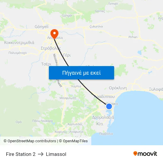 Fire Station 2 to Limassol map