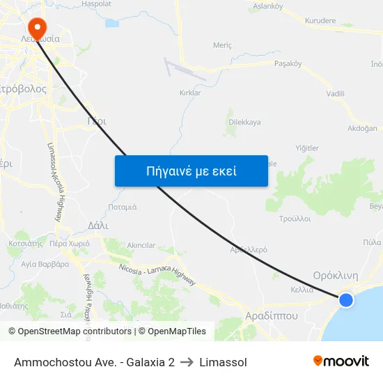Ammochostou Ave. - Galaxia to Limassol map