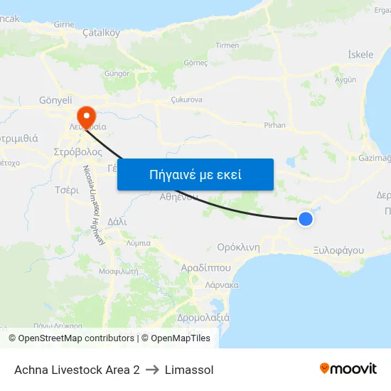 Achna Livestock Area to Limassol map