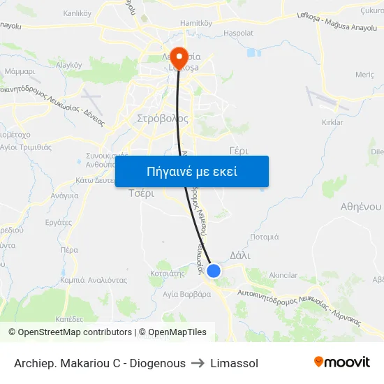 Archiep. Makariou C - Diogenous to Limassol map