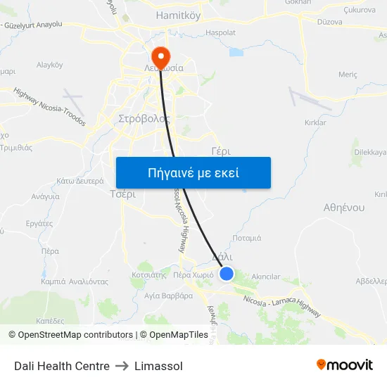 Dali Health Centre to Limassol map