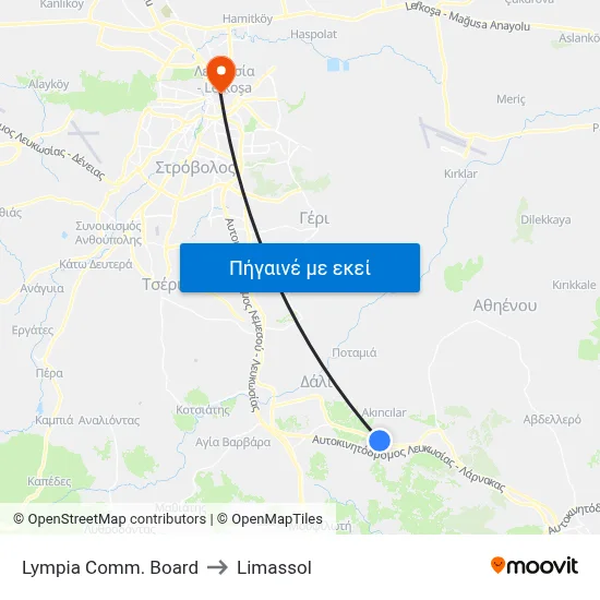 Lympia Comm. Board to Limassol map