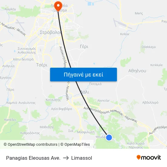 Panagias Eleousas Ave. to Limassol map