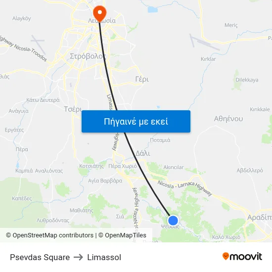 Psevdas Square to Limassol map